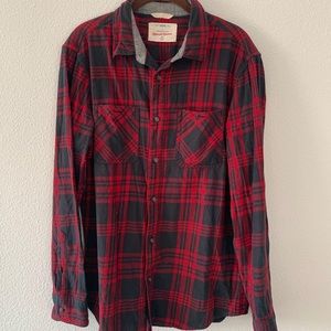 Flannel red and navy shirt.